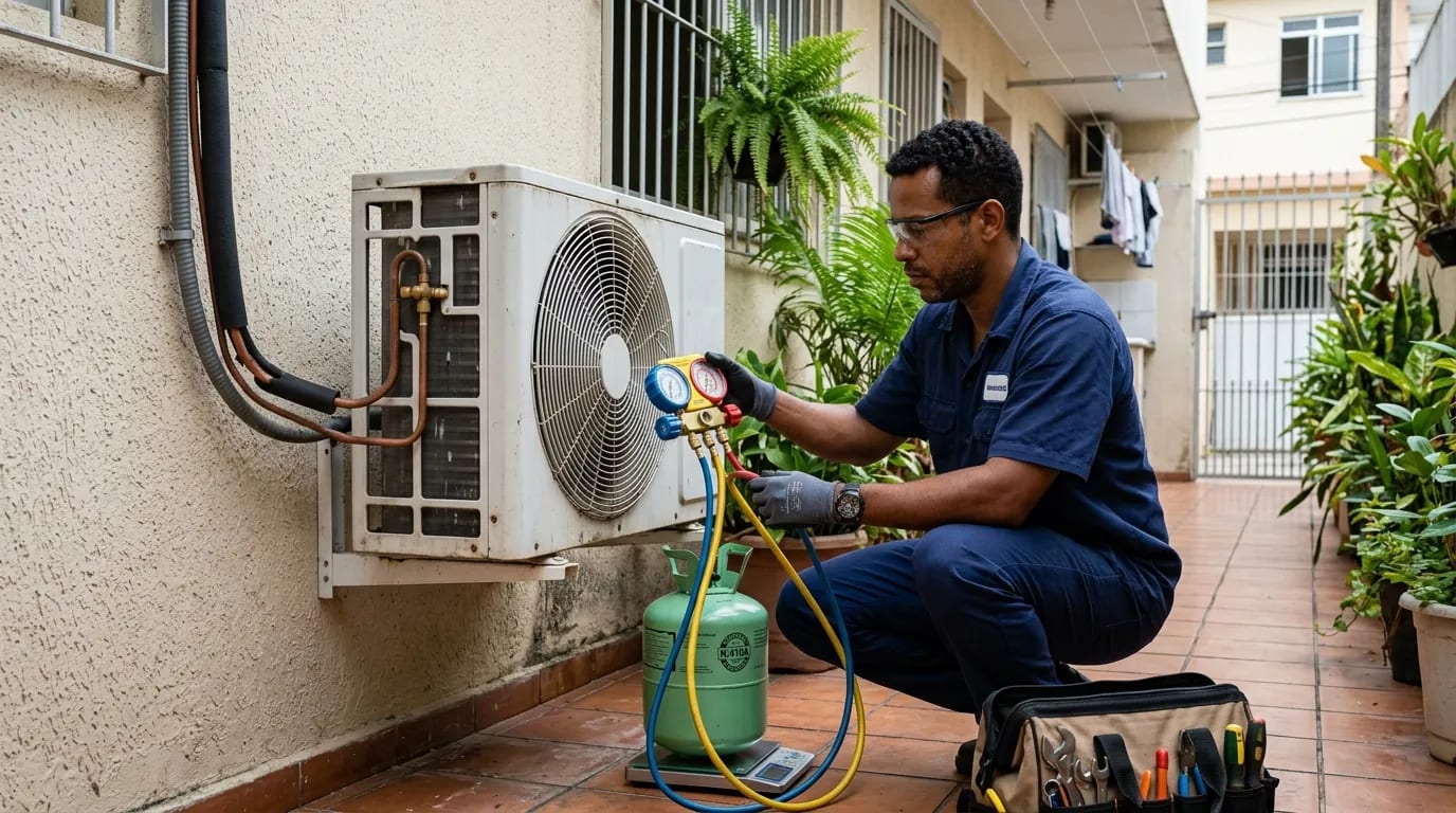 Instalação da condensadora em Bauru‑SP